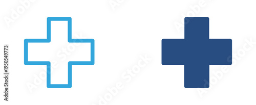 Medical cross icon set. Healthcare plus symbol icon, hospital and medical aid concept. Vector illustration.