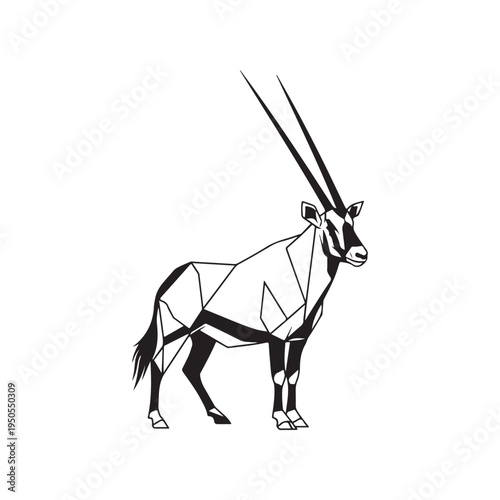 A drawing of an animal with long horns
