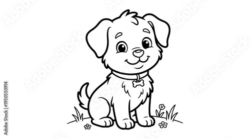 Cute Cartoon Dog Sitting Smiling.