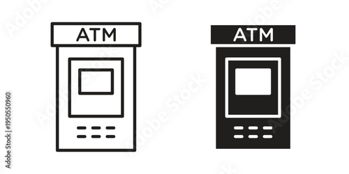 ATM machine icon concept. Simple solid style. line stroke icons