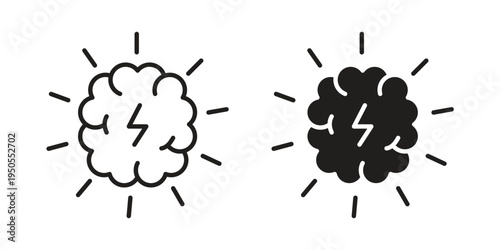 Brainstorm icon concept. Simple solid style. line stroke icons