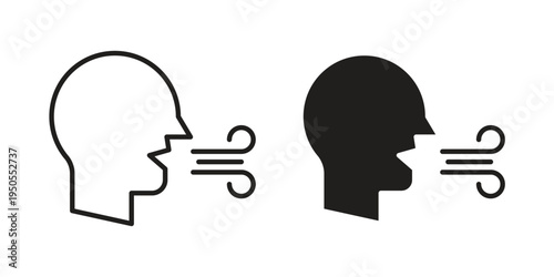 Breath icon concept. Simple solid style. line stroke icons