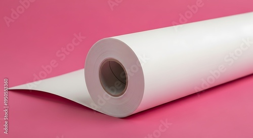 White Paper Roll on Pink Background.