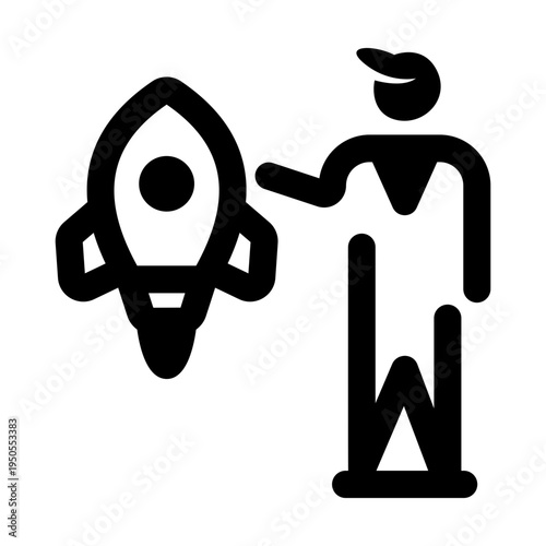 Solid style icon showing startup founder