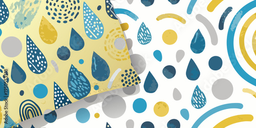 Abstract patterned fabrics with overlapping shapes and a vibrant color scheme