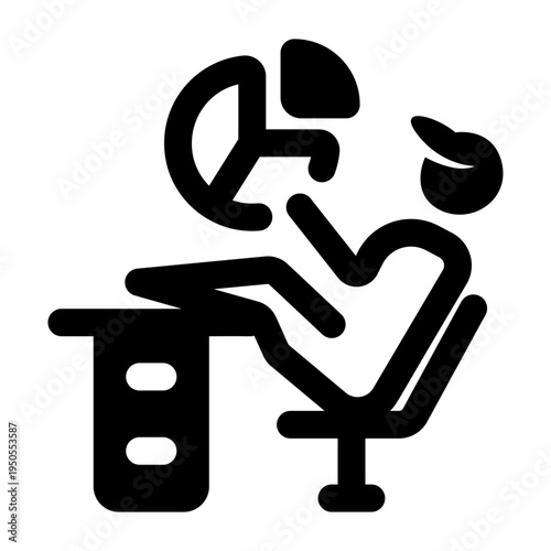 Glyph style icon representing data analyst