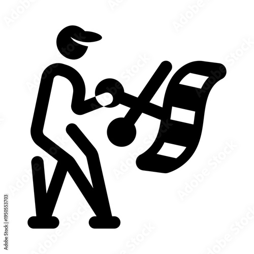 Solid style icon showing video trimming