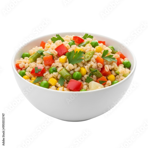 Bowl of grain salad with vegetables