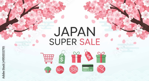 Japan Super Sale: Cherry Blossom Season Shopping Event with Icons