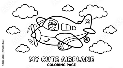 Cute Airplane Flying Through Clouds.