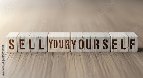 Sell Yourself Message on Wooden Blocks.
