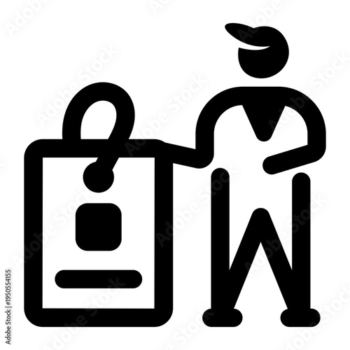 Glyph style icon of an employee card