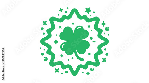 Green clover symbol surrounded by decorative elements, ideal for celebrations or events