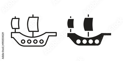 Caravel icon concept. Simple solid style. line stroke icons
