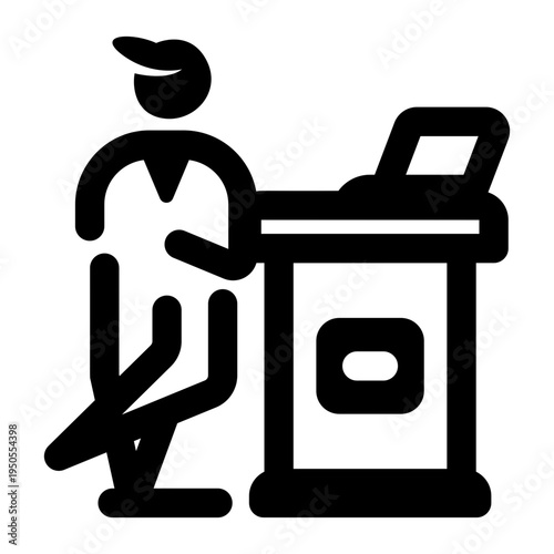 Linear style icon of a reception desk