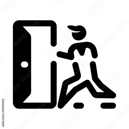 Glyph style icon representing emergency exit