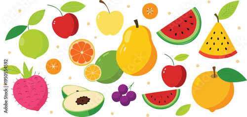 Different fruits are colorful and good for you. 