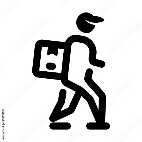 Glyph style icon representing a delivery man