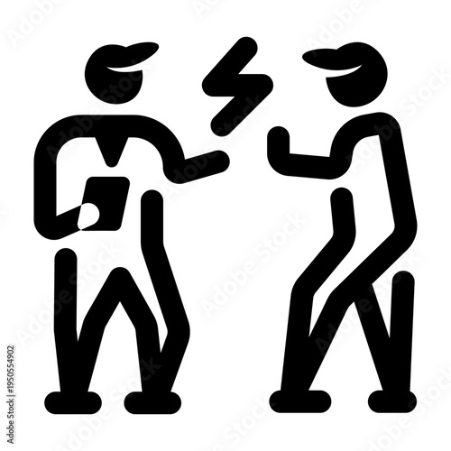 Glyph style icon depicting a conflict resolution