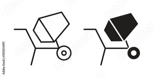 Cement mixer icon concept. Simple solid style. line stroke icons