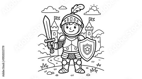 Medieval Knight Armor Suit Illustration.