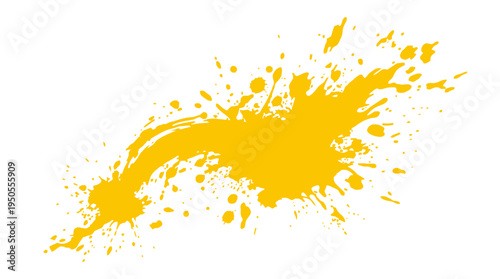 Bright yellow paint splash on a white background, ideal for artistic designs or creative projects