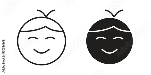 Child face icon concept. Simple solid style. line stroke icons