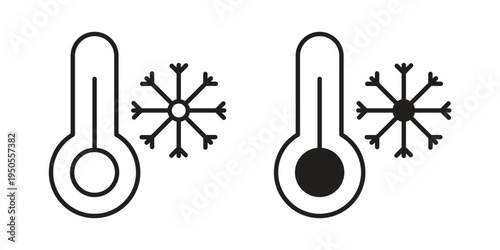 Cold icon concept. Simple solid style. line stroke icons