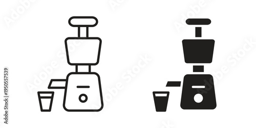 Cold pressed juicer icon concept. Simple solid style. line stroke icons