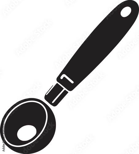 Black ice cream scoop silhouette for serving frozen desserts in kitchen or cafe
