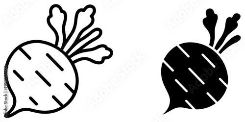 beetroot vegetable icon set outline