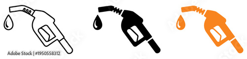 fuel pump nozzle icon set