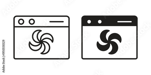 Convection turbofan stove icon concept. Simple solid style. line stroke icons