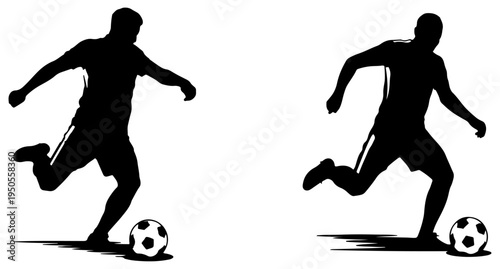 soccer player dribbling ball silhouette