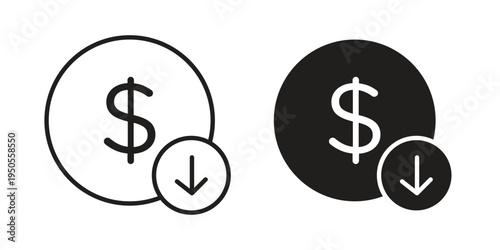 Cost reduction icon concept. Simple solid style. line stroke icons