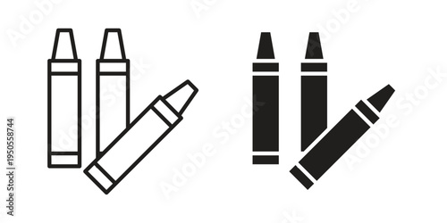 Crayon icon concept. Simple solid style. line stroke icons
