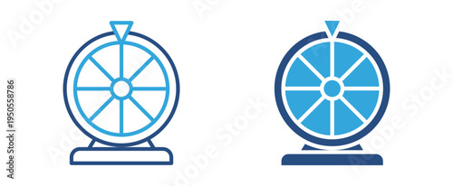 Prize wheel icon set. Fortune spinner wheel icon, lottery, raffle and game of chance concept. Vector illustration.
