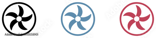 electric fan ventilation icon set