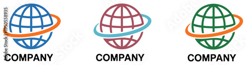 global network logistics globe icon set