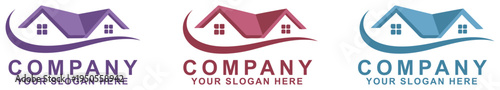 real estate home roof logo icon set