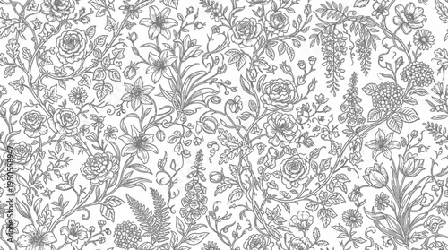 Black and white floral damask pattern.