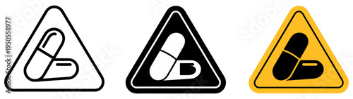 capsule pill warning icon set