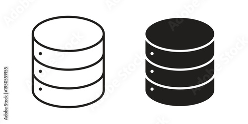 Cylinder database icon concept. Simple solid style. line stroke icons