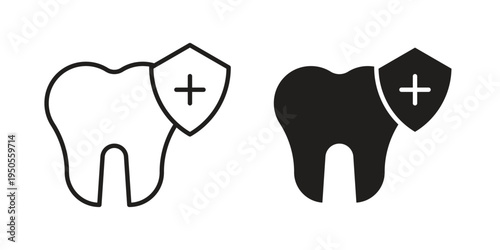 Dental insurance icon concept. Simple solid style. line stroke icons