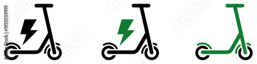 electric scooter battery charge icons set