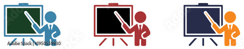 business presentation training icons set