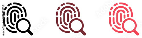 biometric fingerprint scan security icon set