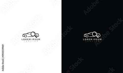 Modern Car Search Logo Design - Automotive Vehicle Finder  Inspection Icon.