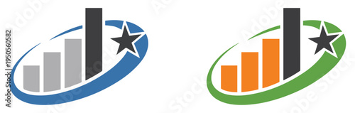 colorful graph trend star logo icon