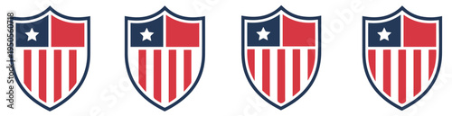 american patriotic shield icon set